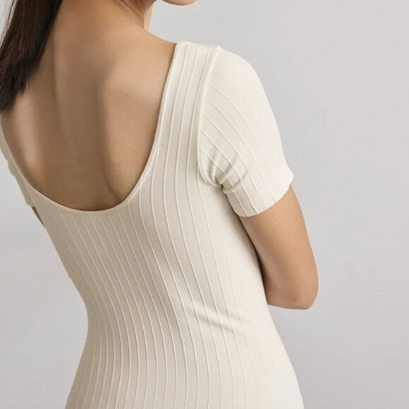 From Rachel - Seamless Wide Rib T-Bodysuit - Color : Chantilly - Size XS - Picture 2 of 4